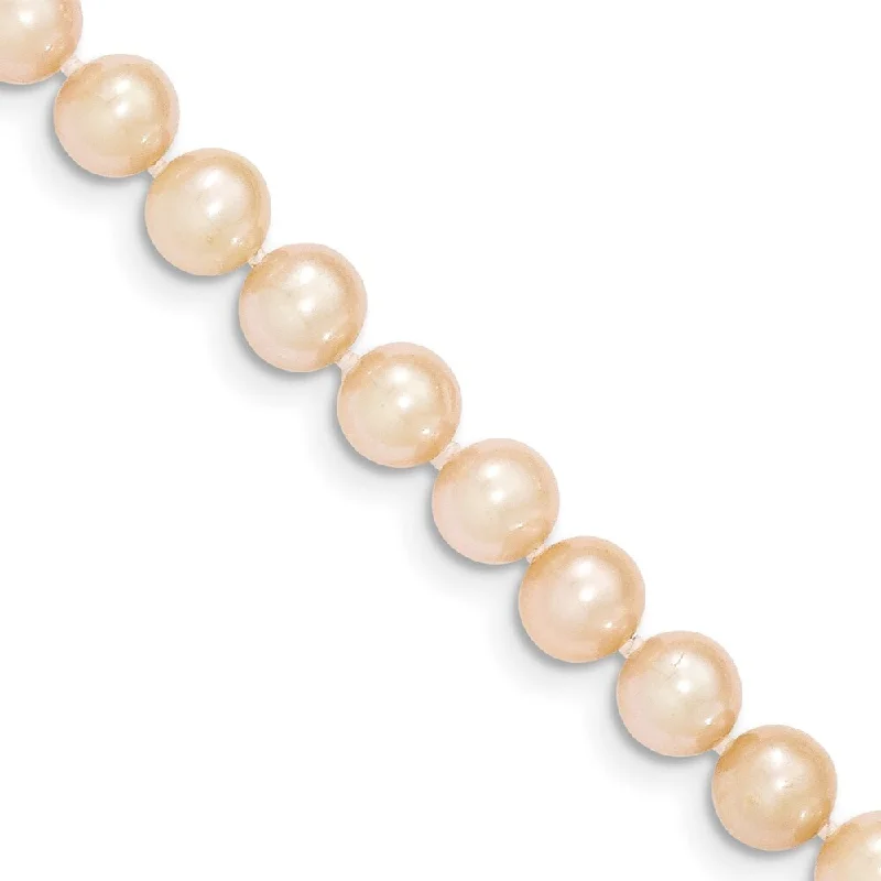 Natural gem bracelet-14k Yellow Gold 6-7mm Pink Near Round Freshwater Cultured Pearl Bracelet 4"