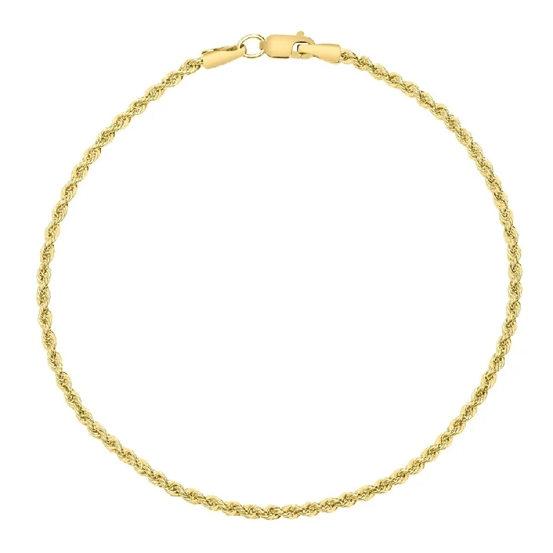 Ruffled edge bracelet-14K Yellow Gold Filled 2.1MM Rope Chain Bracelet with Lobster Clasp