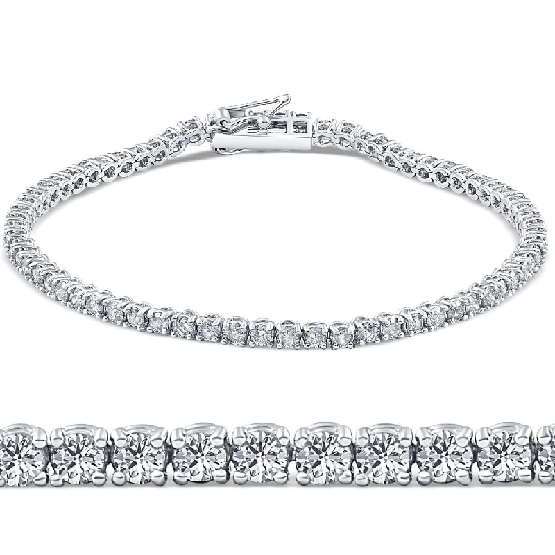 Crescent charm bracelet-2 1/2ct VS Diamond Tennis Bracelet White Gold 7" Double Lock Clasp