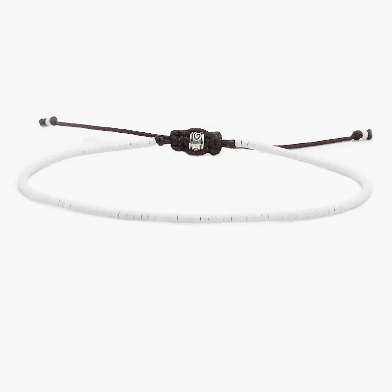 Ripple swirl bracelet-2mm Miyuki Adjustable Bracelet (White)