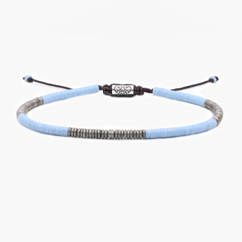 Sheen gem bracelet-3mm Vinyl Bracelet (Santorini Blue/Silver)