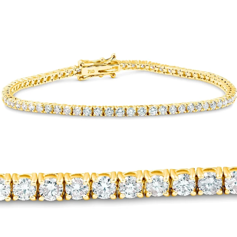 Tartan check bracelet-4 Ct. Diamond Yellow Gold Round Cut Tennis Bracelet 7"