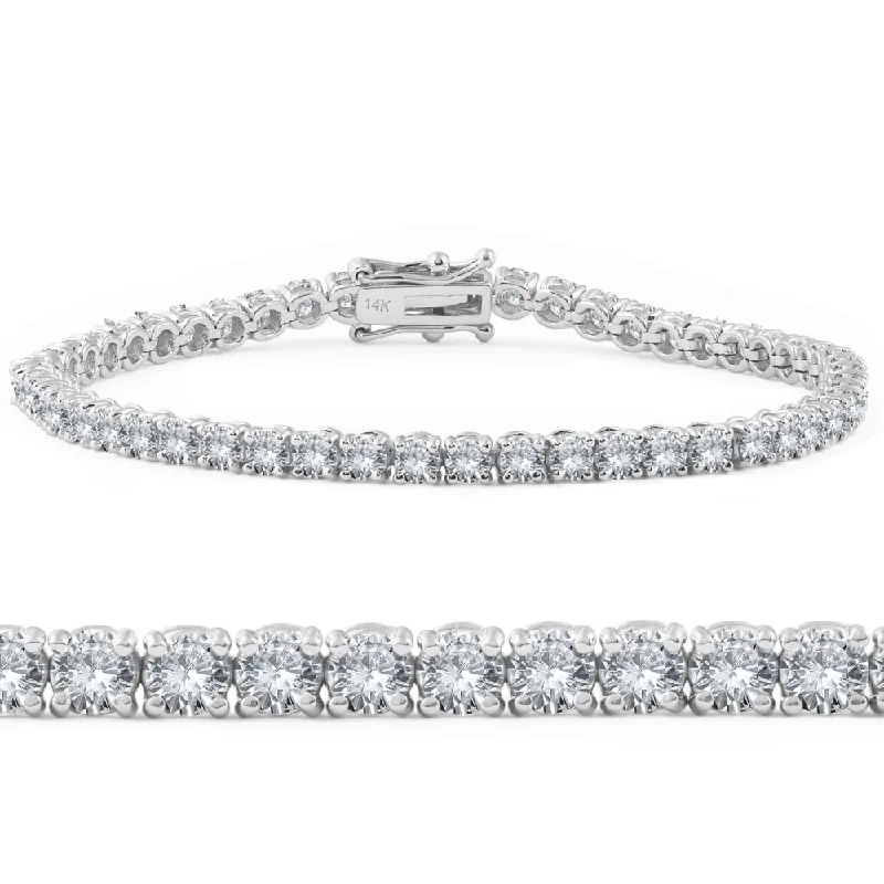 Flat bezel bracelet-4ct Diamond Tennis Bracelet White Gold