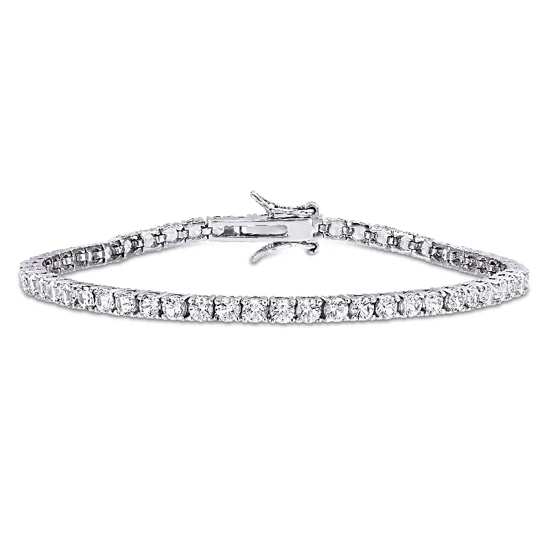 Edwardian flair bracelet-8 1/4ct TGW Created White Sapphire Tennis Bracelet in Sterling Silver by Miadora - 7 in x 3.2 mm x 3 mm - 7 in x 3.2 mm x 3 mm