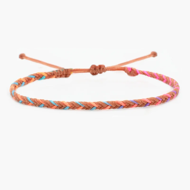 Celtic wave bracelet-Adjustable Mini Braided Bracelet (Coral/Blue)