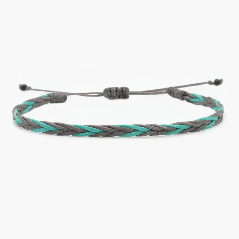 Wave ridge bracelet-Adjustable Mini Braided Bracelet (Grey/Turquoise)