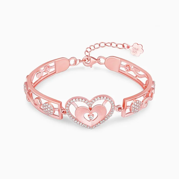 Worn edge bracelet-Anushka Sharma Rose Gold Dreamy Love Heart Bracelet