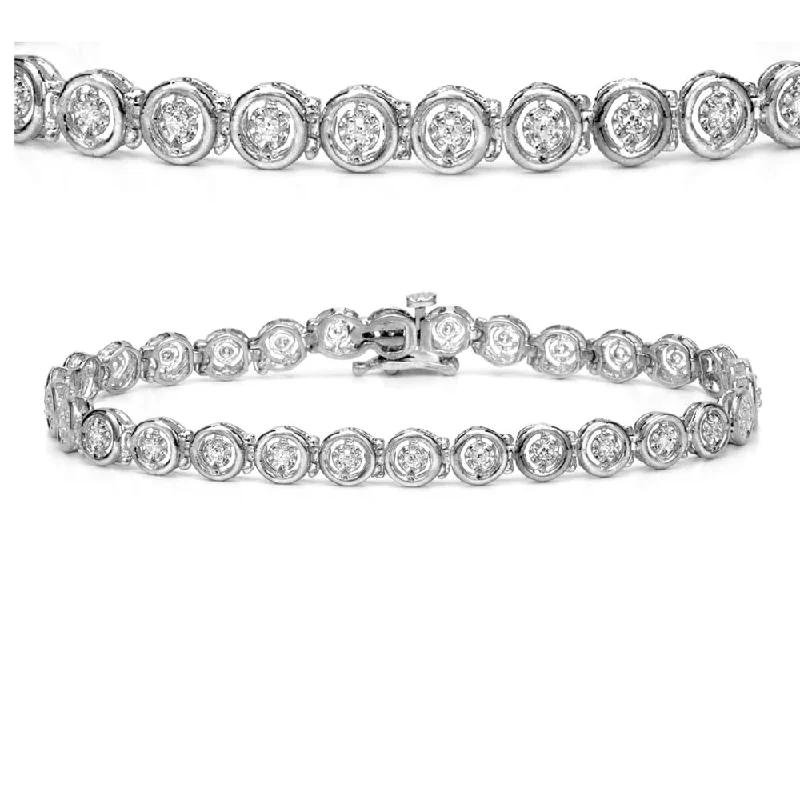 Shell fragment bracelet-Auriya 1/3ctw Accent Diamond Tennis Bracelet Bezel-set 14k Gold - White