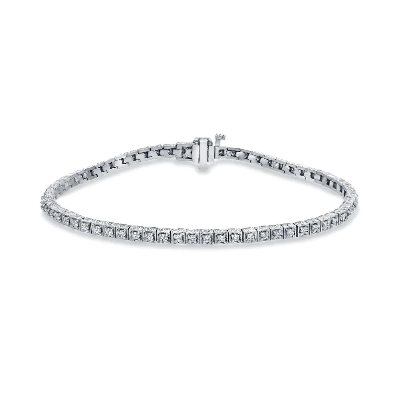 Delicate swirl bracelet-Auriya 14k White Gold 1ct TDW Round Cut Diamond Tennis Bracelet (H-I, SI2-SI3)