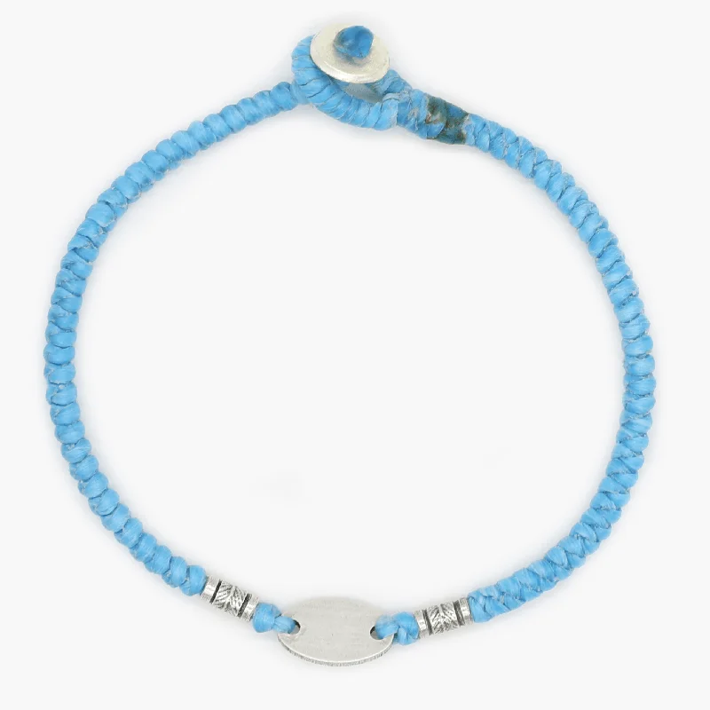 Scarlet ruby bracelet-Braided "Nirvana" Silver Bracelet (Light Blue)