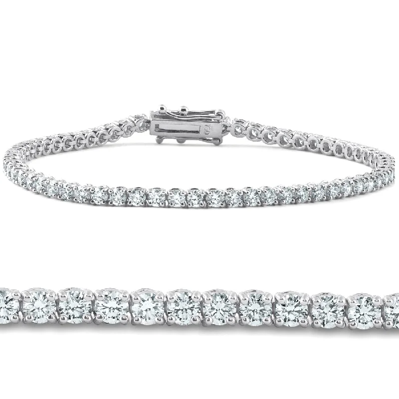 Sisal band bracelet-Certified 4 Carat (ctw) Real Diamond Tennis Bracelet White Gold 7"