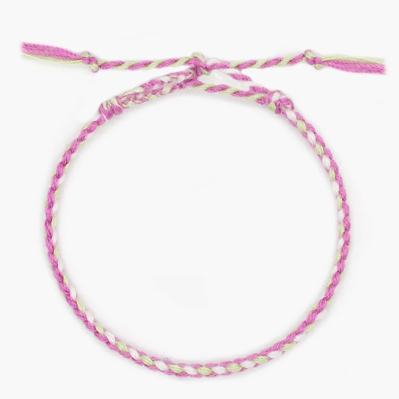 Lily bud bracelet-Pranayama Cotton Bracelet (Pink/Light Green)