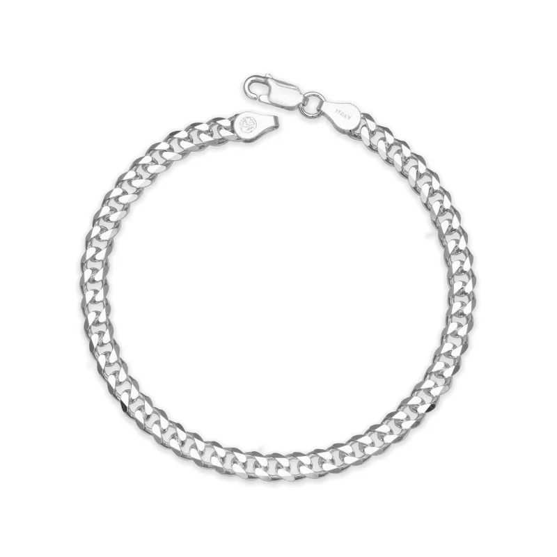 Sarmatian bead bracelet-Curata 925 Sterling Silver Italian Men's 6mm Curb Chain Bracelet (Choice of 8" or 9") - White