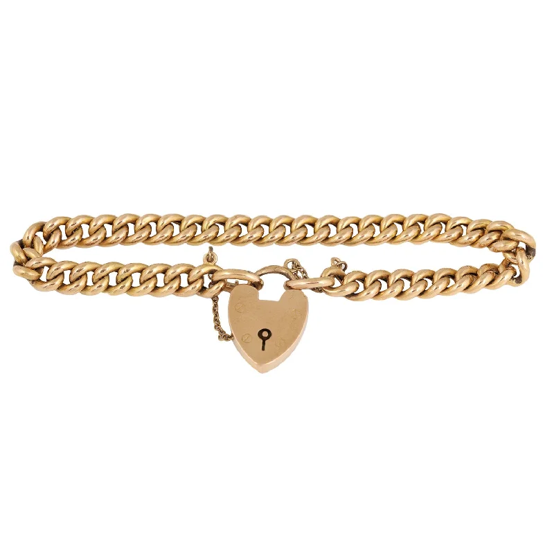 Wavy band bracelet-English Heartlock Curb Bracelet