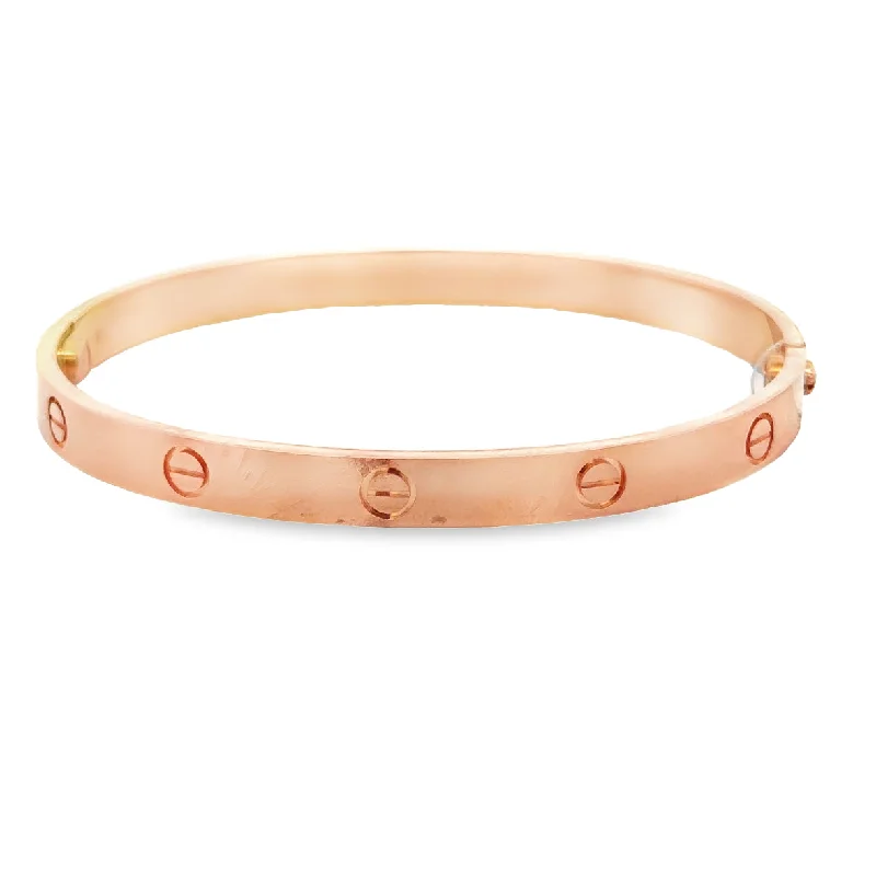 Shale fleck bracelet-Estate Cartier 18k Rose Gold Love Bracelet Size 22