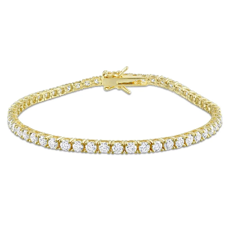 Peak gem bracelet-Eternally Yours 5 5/8ct DEW Created Moissanite Tennis Bracelet in Yellow Silver - 8 in