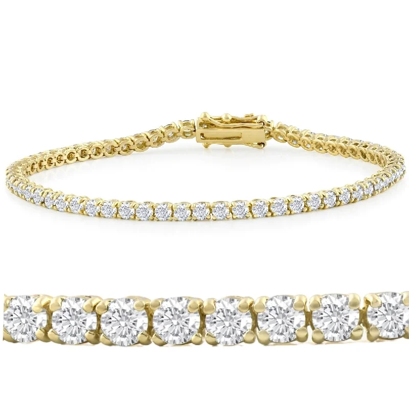 Twilight gray bracelet-G/VS 6ct Moissanite Womens Tennis Bracelet 18K Yellow Gold 10 grams 7"