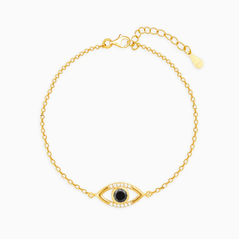 Brushed emerald bracelet-Golden Raven Black Evil Eye Bracelet