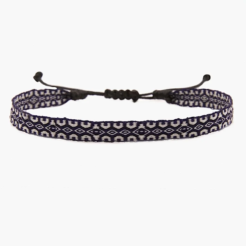 Worn edge bracelet-Handmade Purnama Bracelet 86 (Navy Blue/White)