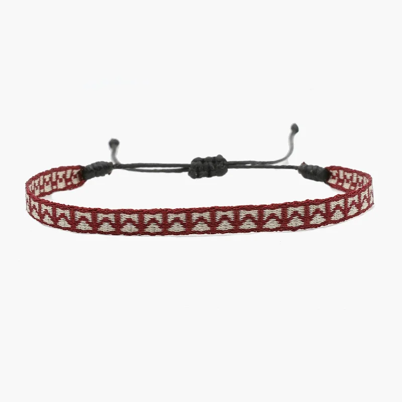 Scuffed edge bracelet-Handmade Purnama Bracelet (Burgundy/Cream)