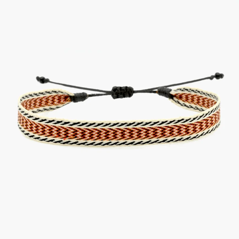 Fossil fragment bracelet-Handmade Purnama Bracelet (Cream/Black/Orange/Red)