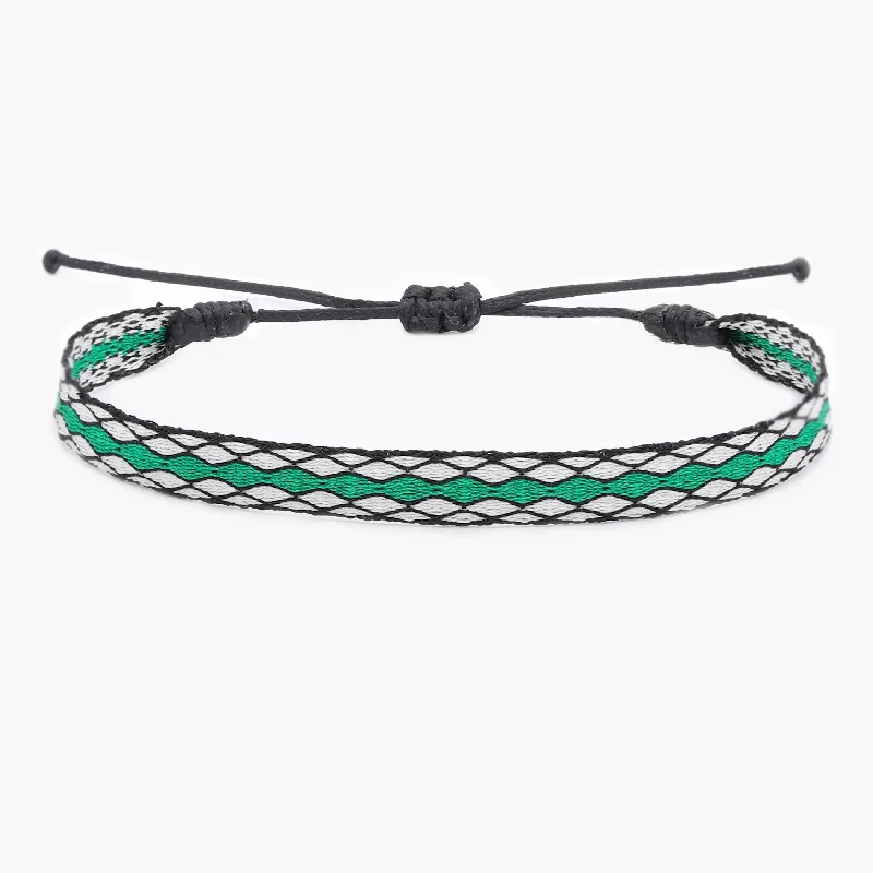 Woven cord bracelet-Handmade Purnama Bracelet (Green/White)