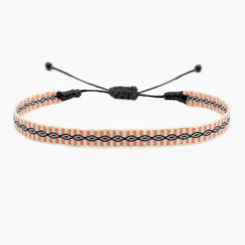 Knit band bracelet-Handmade Purnama Bracelet (Off White/Coral)