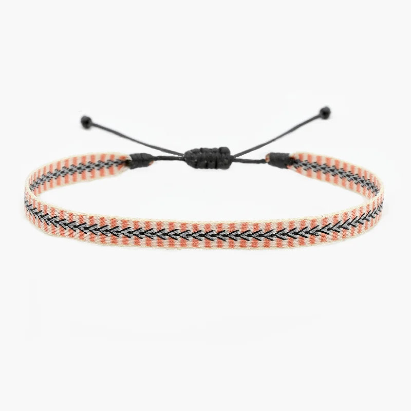 Norse weave bracelet-Handmade Purnama Bracelet (Orange/Off White)