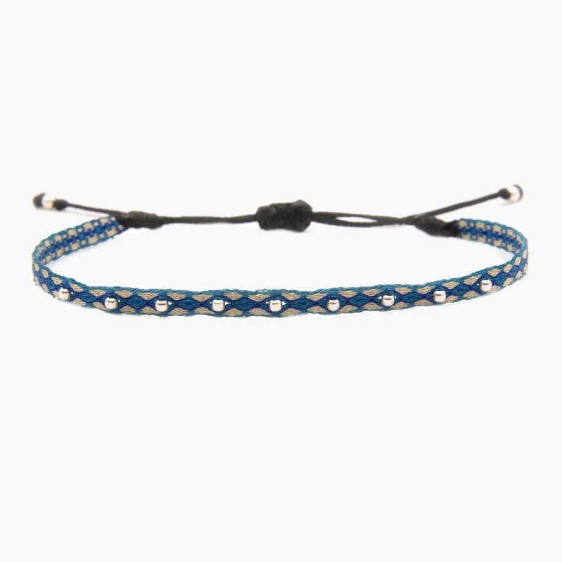 Tribal mark bracelet-Handmade Silver Purnama Bracelet 28 (Blue)