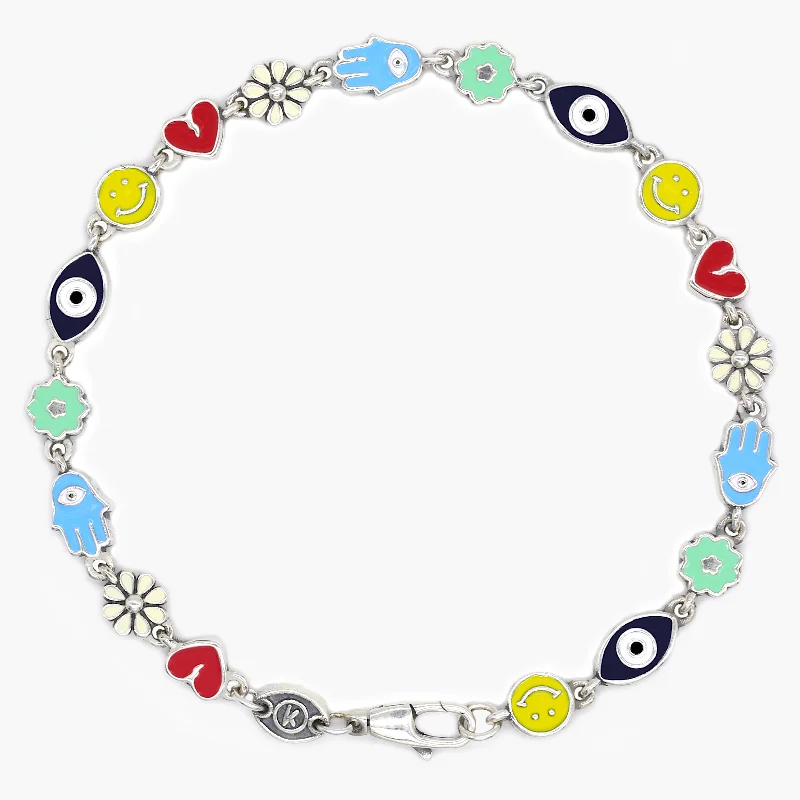 Jute cord bracelet-Holidays Sterling Silver Signature Bracelet With Multi Enamelled Charms