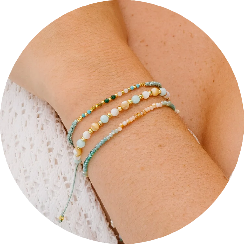 Ruffled edge bracelet-Imagination & Inner Peace 4mm Bracelet Stack