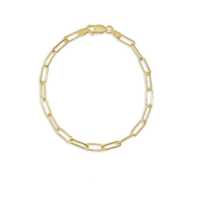 Cotton weave bracelet-Joelle Gold Link Chain Bracelet - 14K Paperclip Link Chain 3.4 mm