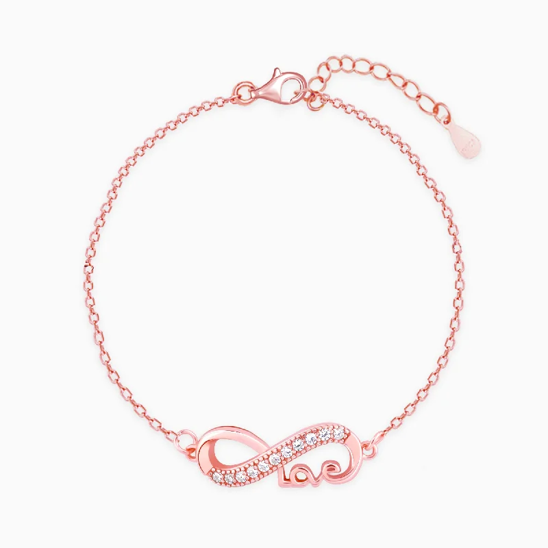 Knit band bracelet-Rose Gold Love Knows No Bounds Infinity Bracelet