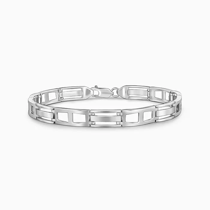 Pear-shaped zircon bracelet-Silver Jazzy Link Bracelet For Him