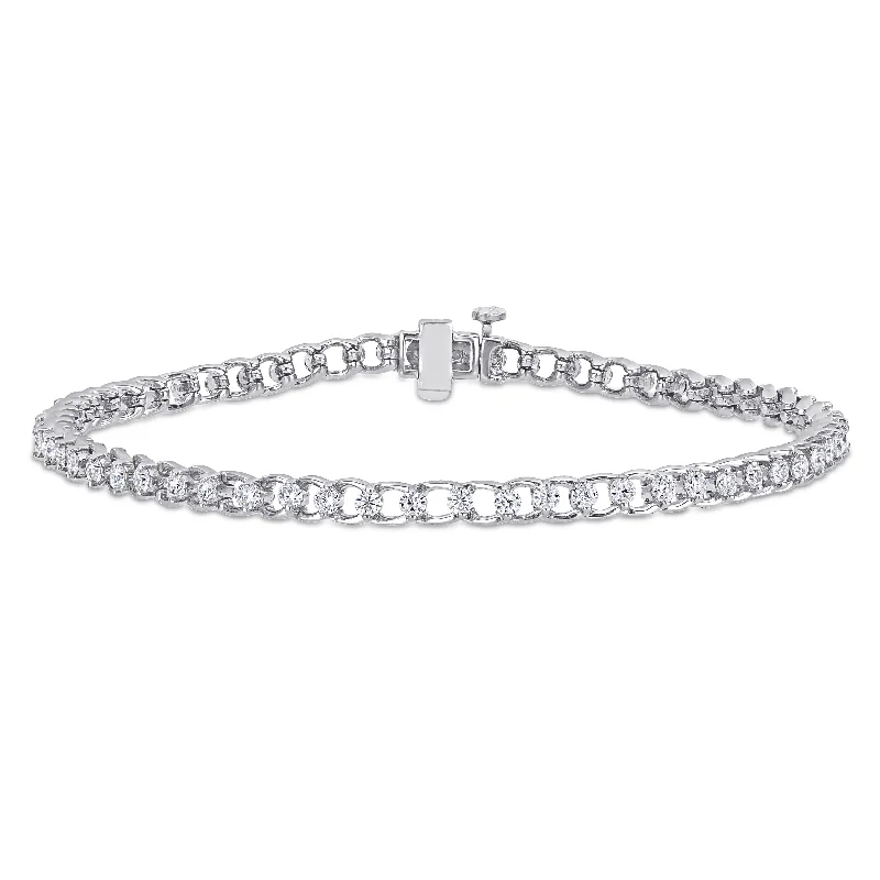 Chipped rim bracelet-Miadora 1 7/8ct DEW Moissanite Link Tennis Bracelet in Sterling Silver - 7.25 in x 3.6 mm x 3.4 mm