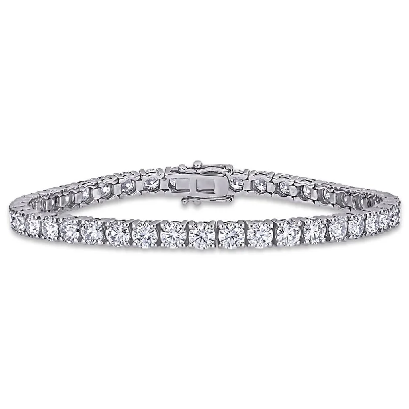 Maple wood bracelet-Miadora 10 1/2ct DEW Moissanite Classic Tennis Bracelet in 14k White Gold - 7 in x 4.3 mm x 3.2 mm