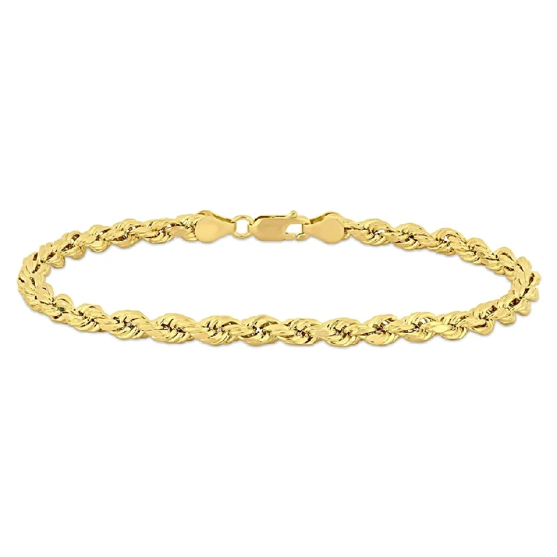 Antler curve bracelet-Miadora 14k Yellow Gold Men's 9 Inch Rope Chain Bracelet (5 mm)