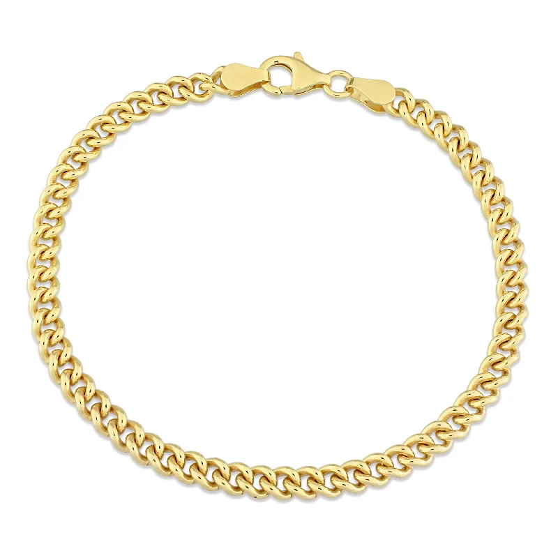 Fused grain bracelet-Miadora 18kt Yellow Gold Plated Sterling Silver Curb Chain Bracelet