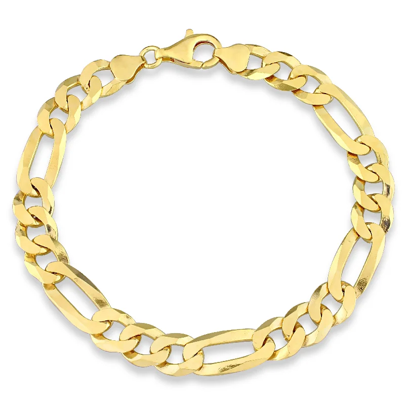 Iron forged bracelet-Miadora 18kt Yellow Gold Plated Sterling Silver Figaro Men's Bracelet