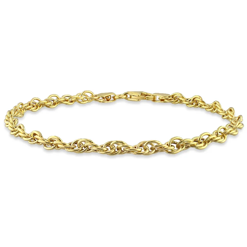 Ash sprig bracelet-Miadora 18kt Yellow Gold Plated Sterling Silver Singapore Chain Bracelet