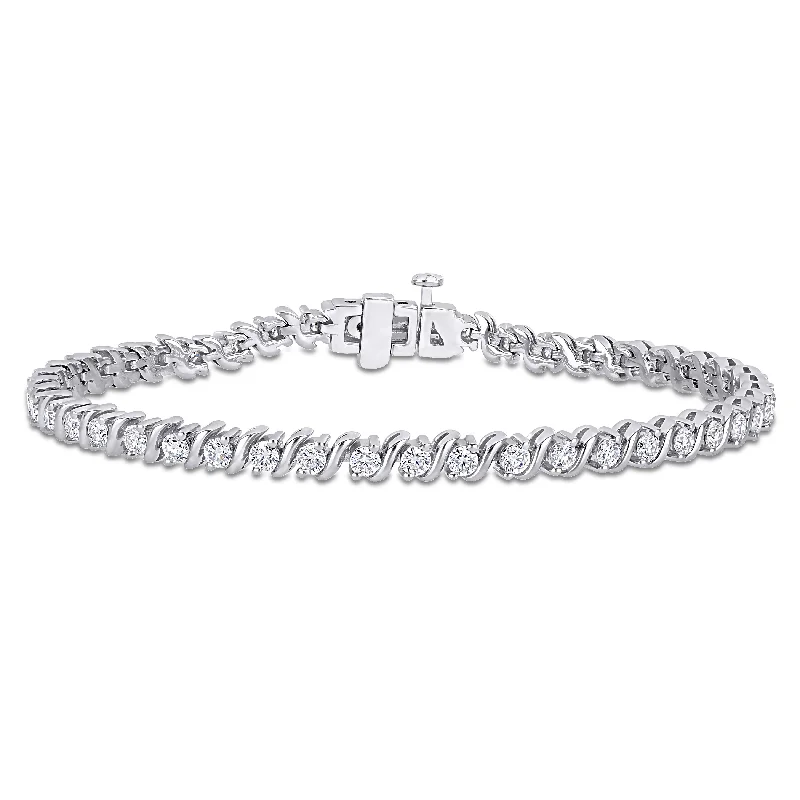 Five-knot bracelet-Miadora 2 3/4ct DEW Moissanite Tennis Bracelet in Sterling Silver - 7.25 in x 4.1 mm x 2.9 mm