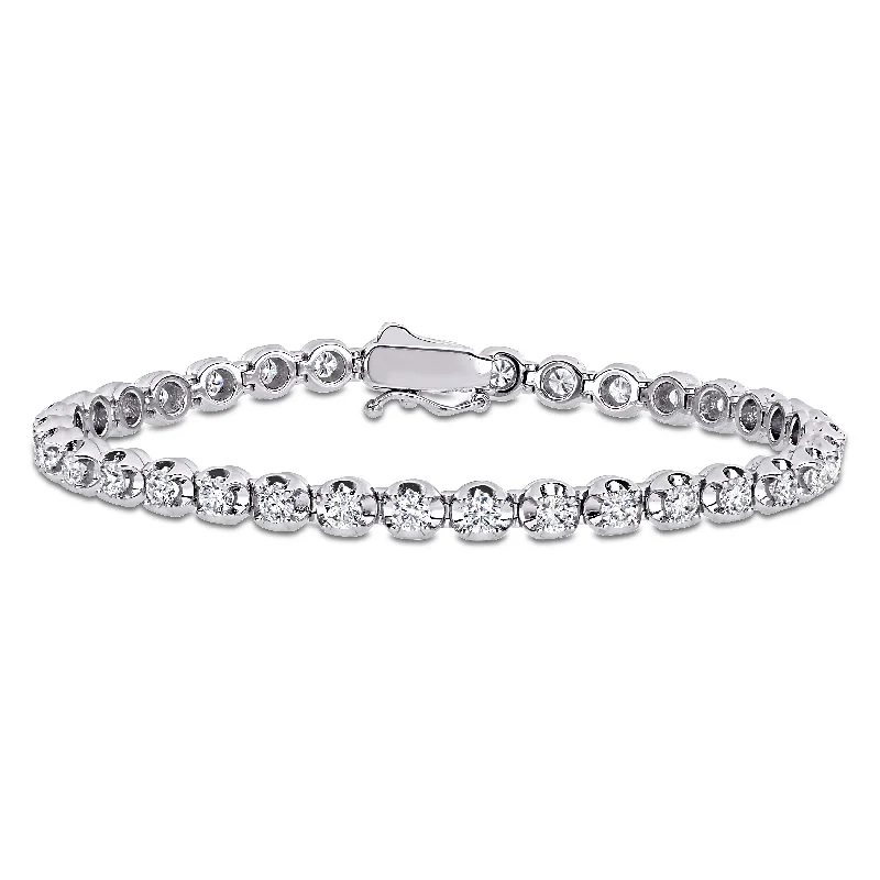 Grouped stone bracelet-Miadora 3 1/2ct DEW Created Moissanite Tennis Bracelet in 14k White Gold