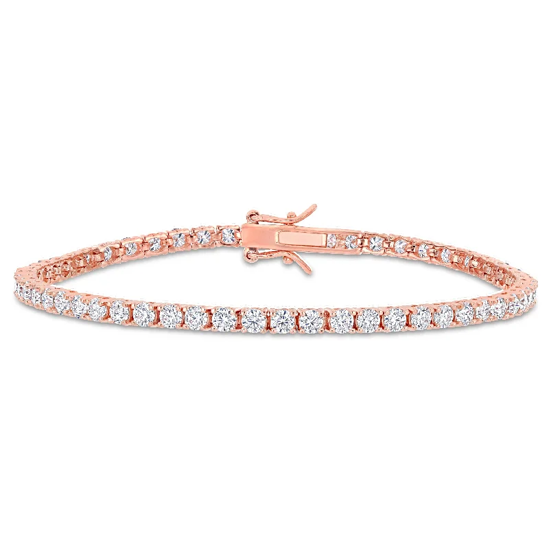 Tattered rim bracelet-Miadora 5 5/8ct TGW Created Moissanite Tennis Bracelet in Rose Plated Sterling Silver