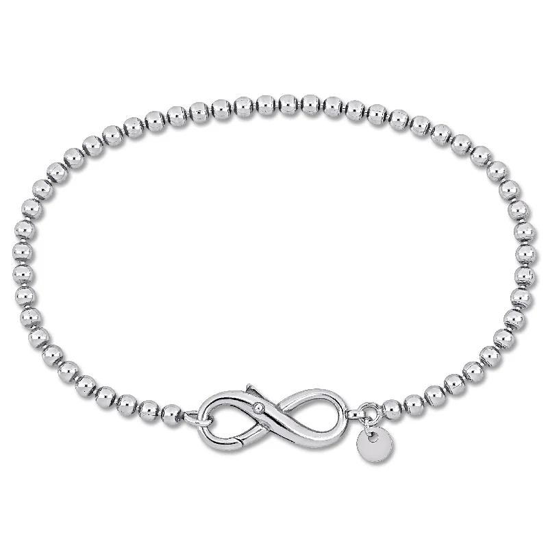 Vault link bracelet-Miadora Ball Link Bracelet with Infinity Clasp in Sterling Silver