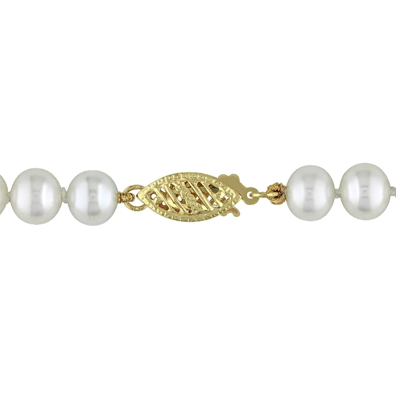 Knit band bracelet-Miadora Cultured Freshwater Pearl Strand Bracelet 14k Yellow Gold Clasp