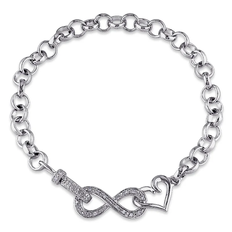 Zenith charm bracelet-Miadora Sterling Silver 1/10ct TDW Diamond Infinity Heart Bracelet