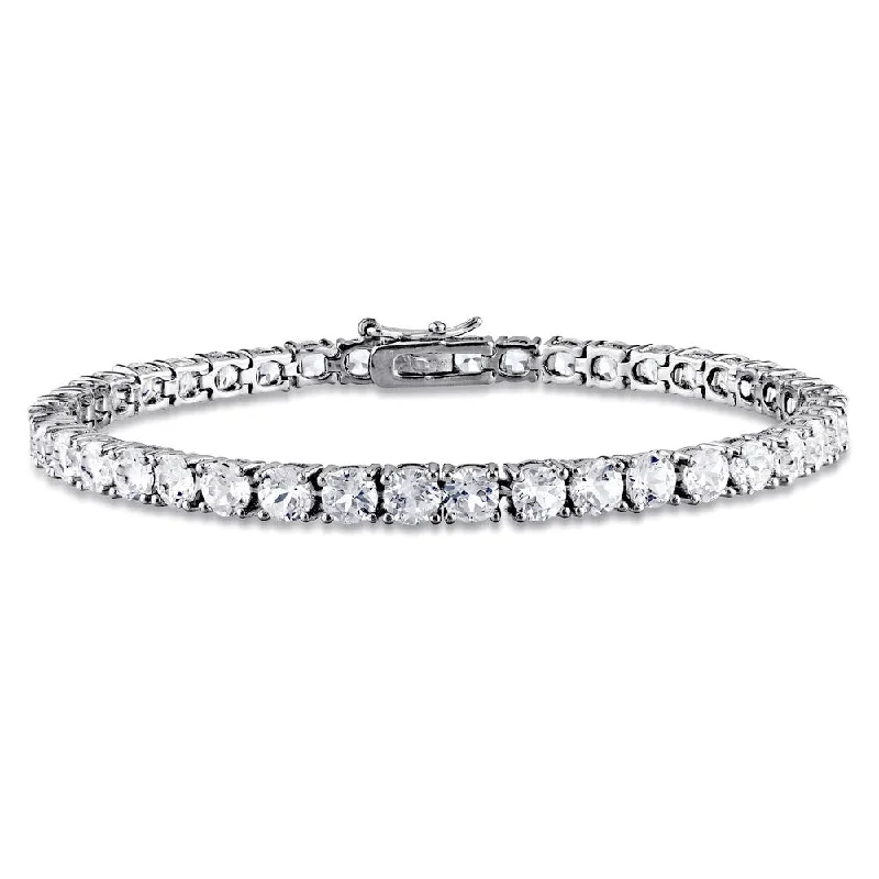 Bronze cast bracelet-Miadora Sterling Silver 14 1/4ct TGW White Sapphire 7.25-inch Tennis Bracelet