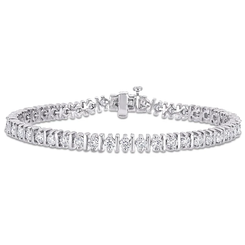 Moor grass bracelet-Miadora Sterling Silver 4 3/5ct TGW Created White Moissanite Tennis Bracelet