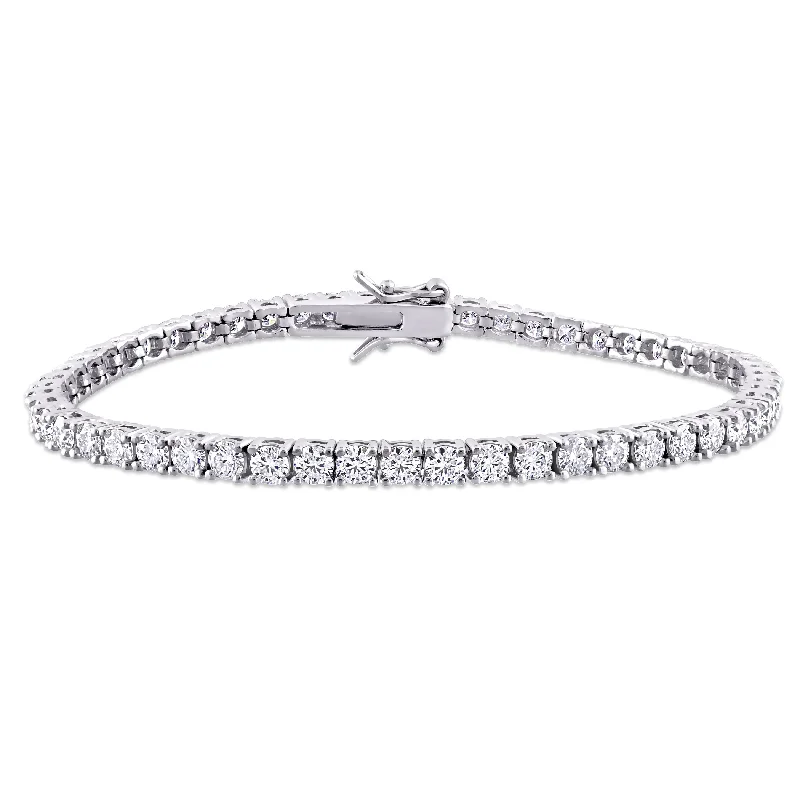 Crescent charm bracelet-Miadora Sterling Silver 5 5/8ct TGW Moissanite Tennis Bracelet - 7 in x 3 mm x 3 mm