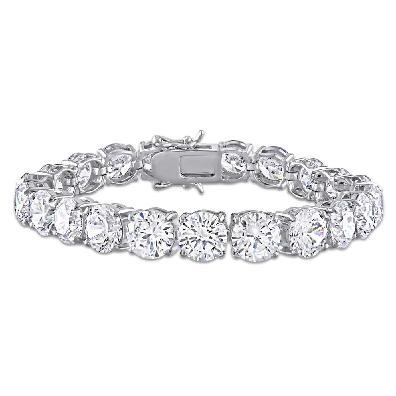 Frosted quartz bracelet-Miadora Sterling Silver 72 3/8ct TGW Round-Cut Cubic Zirconia Tennis Bracelet